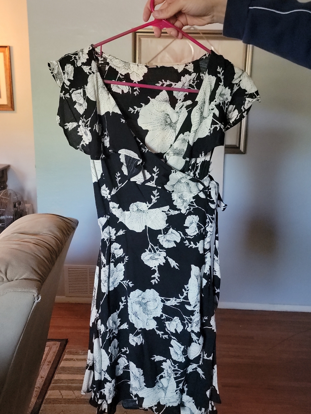 Black & White Floral Wrap Dress - Women
